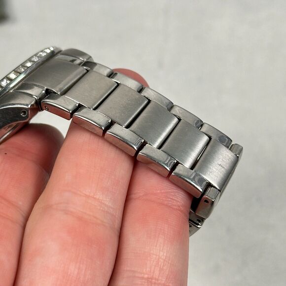 Fossil Watch Womens 40mm Pave Bezel Carissa Day Date Silver Tone New Battery - Picture 7 of 11